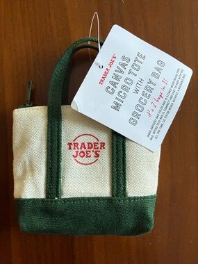 Trader Joe's Canvas Micro Tote - Cream & Green